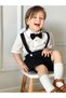 Black Salopet White Shirt And Bow Tie Holiday Special Daily Children's And Baby Clothing Boys Girls - 6