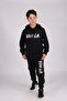 2-Piece Text Detailed Hooded and Kangaroo Pocket Boy's Tracksuit Set - 2