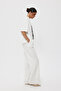 Palazzo Trousers - White with Back Pocket Detail - 3