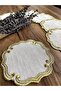 6 Pieces Curly Model Gold Color Embroidered Coffee Side Cocktail Presentation Napkin - 3