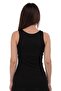 Women's Black Modal Elastane Lycra Cotton Wide Strap Tank Top - 2