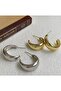 Half Domed Oval Hoop Earrings - 3