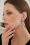 Women's Liana Model Silver Crystal Zircon Stone Dangling Daily Evening Dress Wedding Bridal Party Earrings