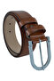 Women's Stoned Silver Buckle 100% Genuine Leather 3.5 cm Wide Belt - 2