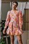 Mini Orange Floral Patterned Dress - 4