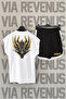 Dragon Back Printed White Zero Sleeve Sports Tshirt and Black Shorts Sports Set - 4