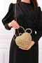 Women's Heart Stoned Gold Evening Bag - 3