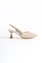 Women's Pearl White Heeled Open-Back Cinderella Evening Dress Shoes - 5