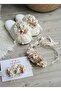 Special Design Ecru Mother Baby Maternity Crown Slippers Set