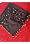 Handmade Crystal Drop Beaded Writing, Cheesecloth Yemeni, Scarf, 4 Edge-Embroidered