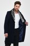 Above Knee Length Men's Coat with Detachable Collar and Fur and Wool Blend Buttons - 5