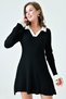 Women's Long Sleeve Polo Neck Flared Cutout Black Knitwear Dress 14169 - 2