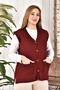 Women's Button-Down Knitwear Mother's Vest Large Size Silim Fit Non-Pilling Comfortable Cutting with Pockets - 3