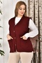 Women's Button-Down Knitwear Mother's Vest Large Size Silim Fit Non-Pilling Comfortable Cutting with Pockets - 2