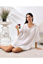 White 4 Layer Muslin Hooded Adult Women's Poncho - 6