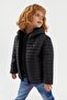Boy's Water and Windproof Fiber Black Hooded Jacket - 2