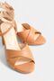 Tan Genuine Leather - Women's Ankle Strap Cross Strap Heeled Sandals - 3