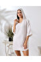 White 4 Layer Muslin Hooded Adult Women's Poncho - 4