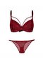 NBB Burgundy Lace-Up Unpadded Wired Bra and Panty Set with Bust Straps - 4425 - 4