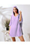 Lilac 4 Layer Muslin Hooded Adult Women's Poncho - 6