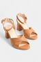 Tan Genuine Leather - Women's Ankle Strap Cross Strap Heeled Sandals - 2