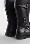 Black Side Zipper Rubber Sole Buckle Round Toe Short Women's Boots - 4