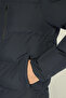 Men's Navy Blue Fiber Hooded Windproof Puffer Winter Jacket - 6