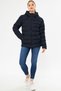 Women's Navy Blue Fiber Windproof Hooded Inflatable Sports Winter Coat - 2