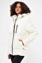 Women Beige Fiber-Filled Hooded Windproof Puffer Winter Coat - 3