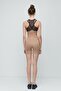 Tulle Detail Bustier Long Shorts Set 9150 Brown - 5