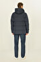 Men's Navy Blue Fiber Hooded Windproof Puffer Winter Jacket - 7
