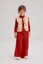 Quilted Vest Knitwear Turtleneck Body and Knitwear Trousers 3-Piece Bottom-Top Set Red Color - 3