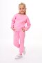 Girl's 3 Thread Ribbed Tracksuit Set Top and Bottom Pink Black Color Comfortable Fit