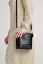 Black Crocodile Skin Look Women's Hand and Shoulder Bag with Strap - 5