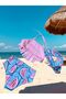 Girl's Tasseled Bikini Set High Waist Watermelon Printed Hair Accessory Pastel Pink - 3