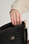 Black Crocodile Skin Look Women's Hand and Shoulder Bag with Strap - 3