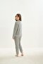 Girl's Waitress Long Sleeve Fleece Gray Melange Pajama Set C0T5N7O8 - 4