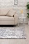 Nordic Patterned Light Gray Black Washable Non-Slip Base Chenille Machine Carpet 7806 - 4