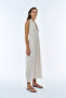 Halter Neck Slit Linen Dress Natural - 3
