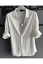 Men's Winter Seasonal White Corded Ottoman Textured Oversize Shirt