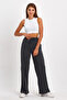Women's Seasonal Loose Wide Comfortable Anthracite Sweatpants with Side Pockets
