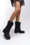Galmicca Women's Buckle Detailed Short Biker Boots 00123022 Matte Black - 4