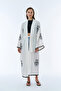Embroidery Detailed Long Linen Kimono Natural