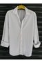 Men's Winter Seasonal White Corded Ottoman Textured Oversize Shirt - 3