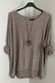 Women's Italian Mink Loose Knitwear Blouse with Necklace Accessories