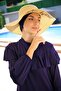Written Beige Straw Flared Hat 142329 - 4