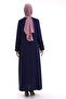 Collar and Sleeve Stoned Hijab Ferace 23300-23 Indigo - 3