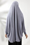 Gray Ready Practical Sultanbaş Hijab Sleeve Combed Cotton Souffle Scarf Hijab - 3