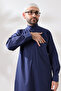 Navy Blue Çınar Dagron Fabric Men's Hajj Umrah Outfit Fistan Set - 6