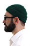 Green Folded Plain Pattern Winter Velvet Skullcap Hat - 3